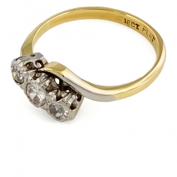 18ct gold & Platinum Diamond 3 stone Ring size L